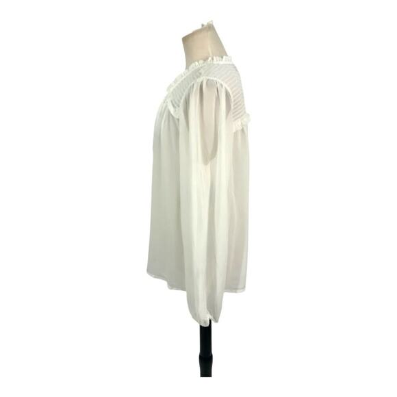 Laundry by Shelli Segal White Smocked Tie Neck Blouse Size Small NWOT $89 MSRP - Picture 5 of 7